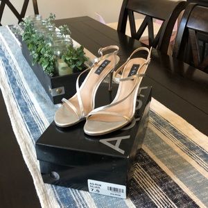 Aqua Silver Sandal Heels from Bloomingdales